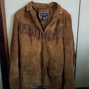 Denim & Co. Leather fringe jacket